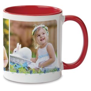 Floral Photo Mug - Red Handle