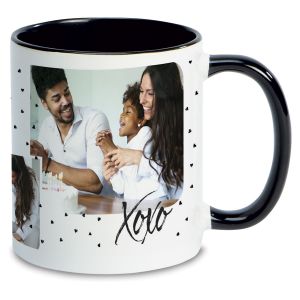 Family Hearts Ceramic Photo Mug - Black Handle