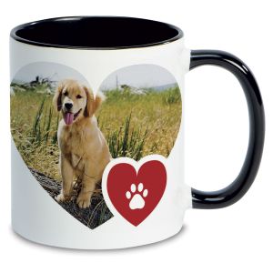 Paw Print Photo Mug - Black Handle