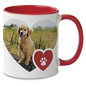 Paw Print Photo Mug - Red Handle