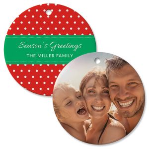 Polka Dot Photo Ornament – Circle