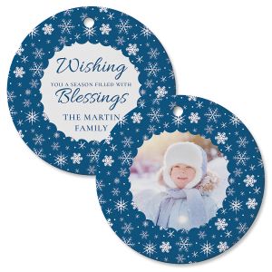 Scallop Snow Photo Ornament – Circle