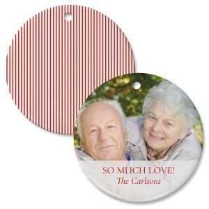 Personalized Red Stripe Photo Ornament
