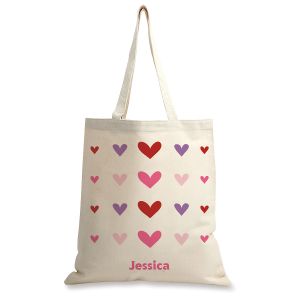 Hearts Personalized Canvas Tote 