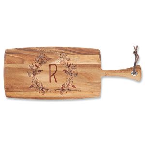 Personalized Floral Laurel Paddle Cutting Board