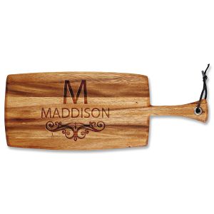 Personalized Last Name Scroll Paddle Cutting Board
