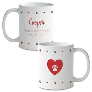 Paw Print Personalized Ceramic Mug White 