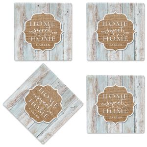 Home Sweet Home Personalized Ceramic Coasters 