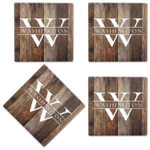 Wood Grain Personalized Ceramic Coasters 