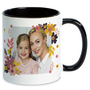 Floral Photo Mug - Black Handle