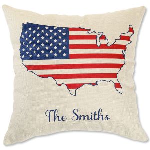Personalized USA Natural Canvas Pillow 