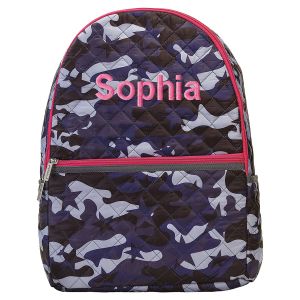 Personalized Midnight Blue Camo Backpack - Name