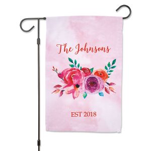 Floral Family Name Personalized Garden Flag