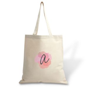 Personalized Watercolor Initial Canvas Tote