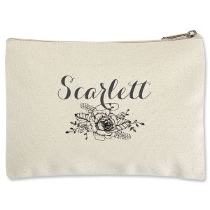 Floral Name Zippered Pouch