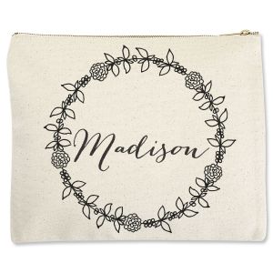 Wreath with Name Zippered Pouch