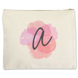 Watercolor Initial Zippered Pouch - Large