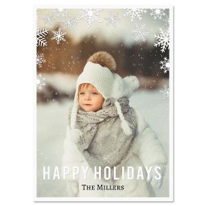 Vertical Snowflake Photo Christmas Card - 10 Count