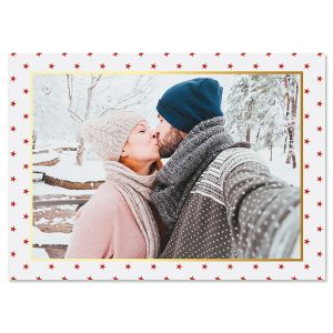 Red Stars Photo Christmas Cards - 10 Count