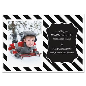 Black and White Stripe Photo Christmas Cards - 10 Count