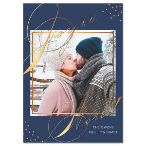 Blue Joy Photo Christmas Cards - 10 Count