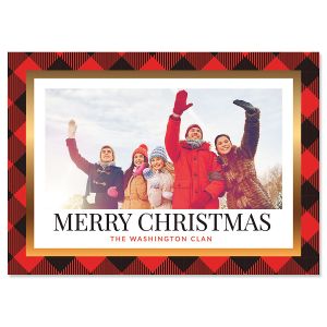 Red Buffalo Check Horizontal Photo Christmas Cards - 10 Count