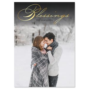 Blessings Vertical Personalized Photo Christmas Cards