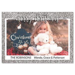 Silver Glitter Christmas Cards - 10