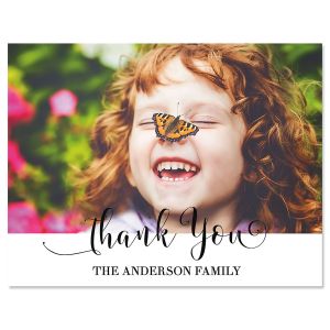 Horizontal Cheerful Thank You Photo Note Cards
