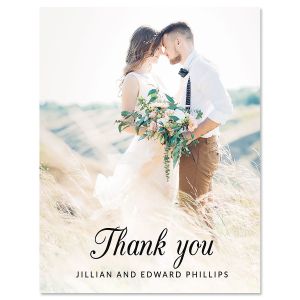 Vertical Script Thank You Photo Note Cards