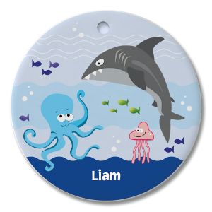 Round Personalized Under the Sea Ceramic Ornament  