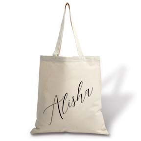 Personalized Diagonal Name Canvas Tote