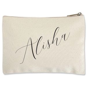 Personalized Diagonal Name Small Canvas Pouch 