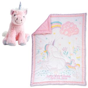 Personalized Sweet Unicorn Quilt  with Plush