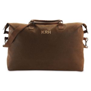 Personalized Oversized Brown Suede Duffel Bag