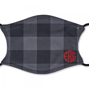 Personalized Adult Black and Grey Plaid Mask 