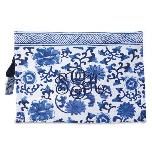 Floral Monogrammed Chinoiseries Pouch