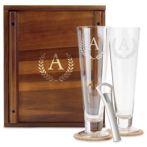 Wreath Personalized Pilsner Beer Glass Box Set