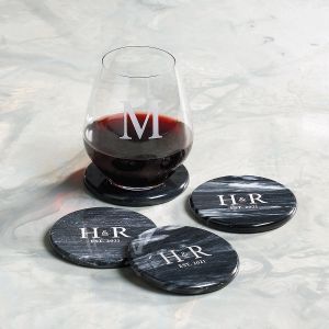 Personalized Black Marble Coasters