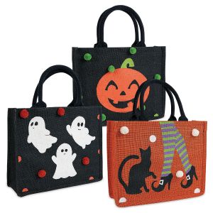 Personalized Trick or Treat Bags with Pom Poms