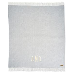 Monogrammed Lands Down Under Herringbone Throw - Fishtail Monogram 