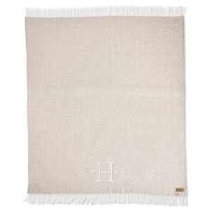 Dune Monogrammed Lands Down Under Herringbone Throw - Initial