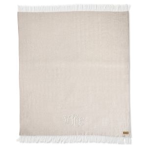 Dune Monogrammed Lands Down Under Herringbone Throw - Script Monogram