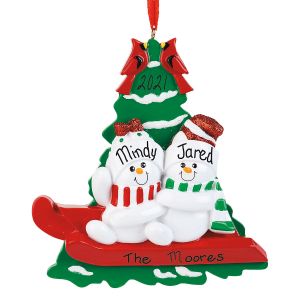 Personalized Snowman Couple Christmas Ornament