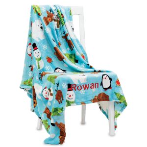 Personalized Velvet Touch Holiday Pals Throw