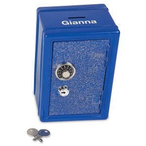 Personalized Blue Glitter Locker Safe Bank