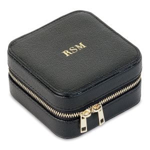 Personalized Black Travel Jewelry Case 