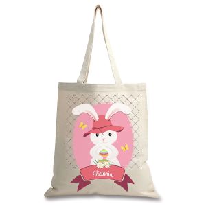 Personalized Natural Bunny Girl Canvas Tote