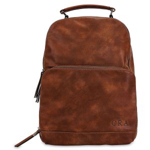 Monogrammed Leather Backpack