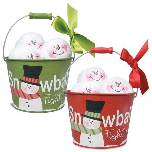 Snowball Fight Personalized Bucket